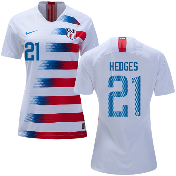Women's USA #21 Hedges Home Soccer Country Jersey
